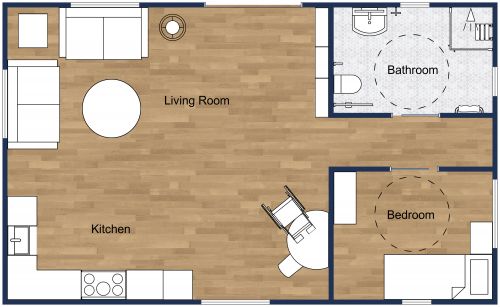 Wheelchair Floor Plan with Accessible Bathroom