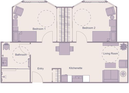 Two Bedroom Assisted Living Floor Plan