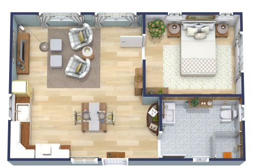 Small Home Plan with Open Floor Plan for Seniors