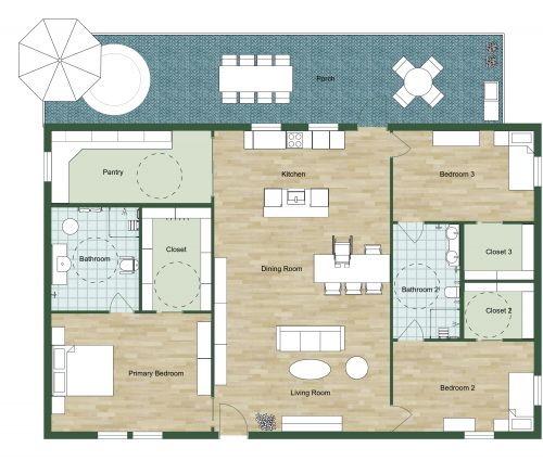 3 Bedroom Handicap Accessible Floor Plan
