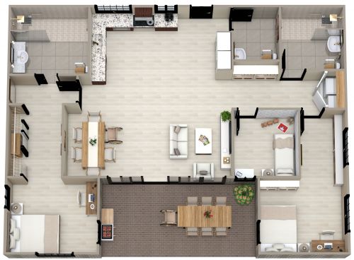 3 Bedroom ADA Floor Plan
