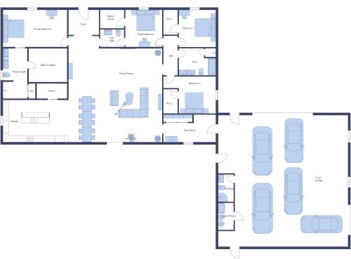 Large Barndominium Floor Plan with Garage