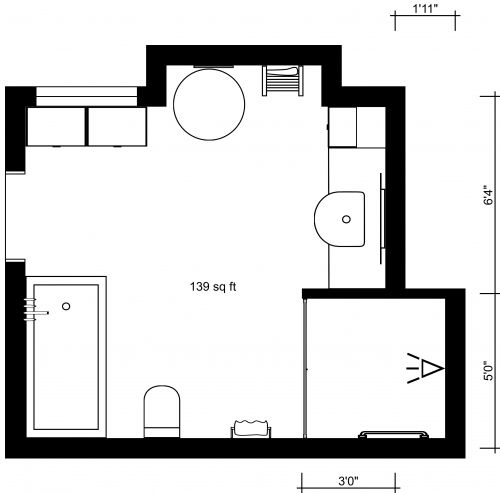 Luxury Modern Primary Bathroom Floor Plan