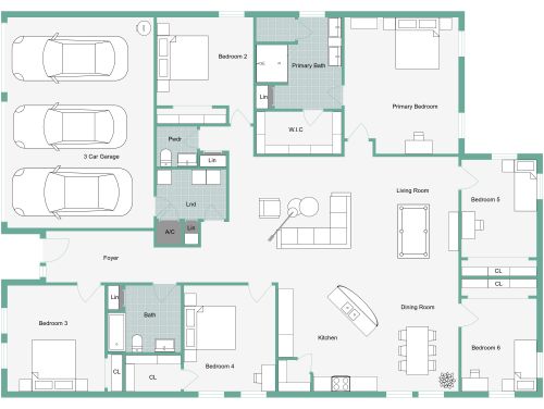 6 Bedroom Barndominium Floor Plan