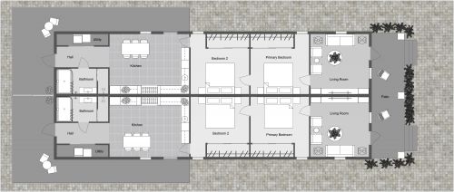 Double Shotgun House Plan