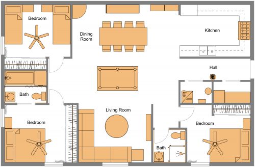 1200 sq ft Condo Floor Plan