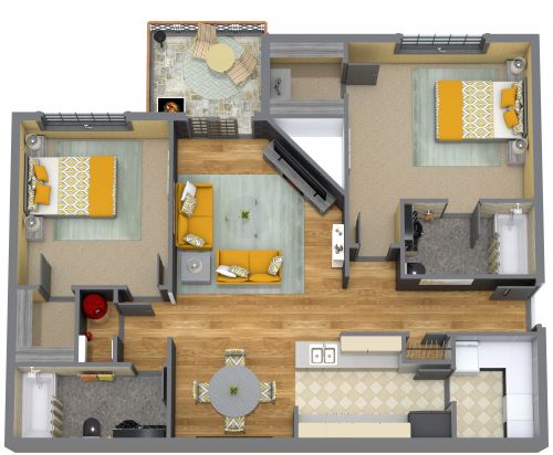 1000 sq ft Condo Floor Plan