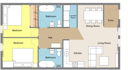 800 sq ft Condo Floor Plan​