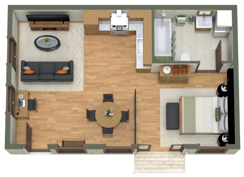 Studio Apartment 500 sq ft