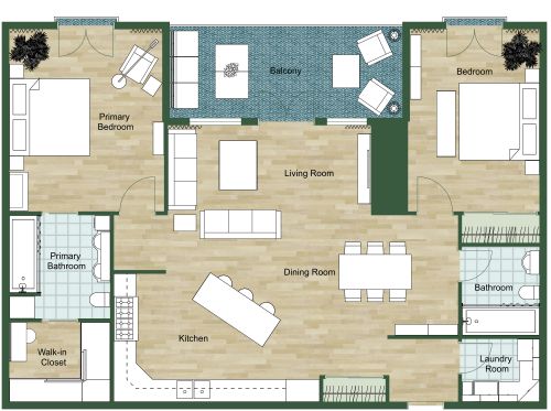 2 Bedroom Condo Unit Floor Plan​