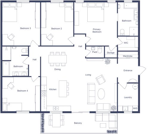 4 Bedroom Apartment Plan