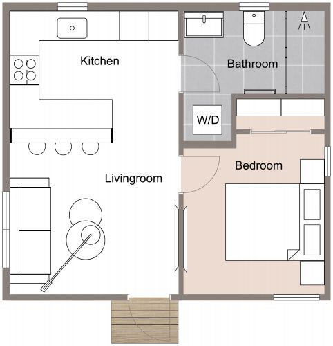 400 sq ft ADU Floor Plan