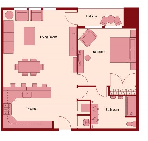 One Bedroom Condo Floor Plan​
