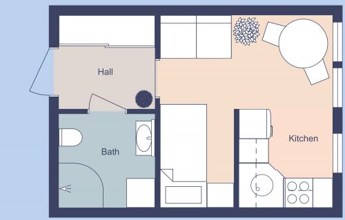 Small and Cozy Studio Apartment Plan