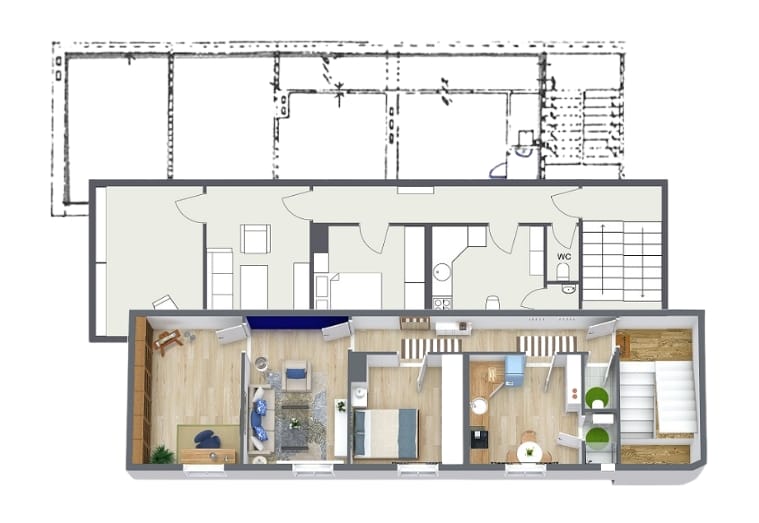 Order or draw from a sketch, print and download 2D & 3D Floor Plans
