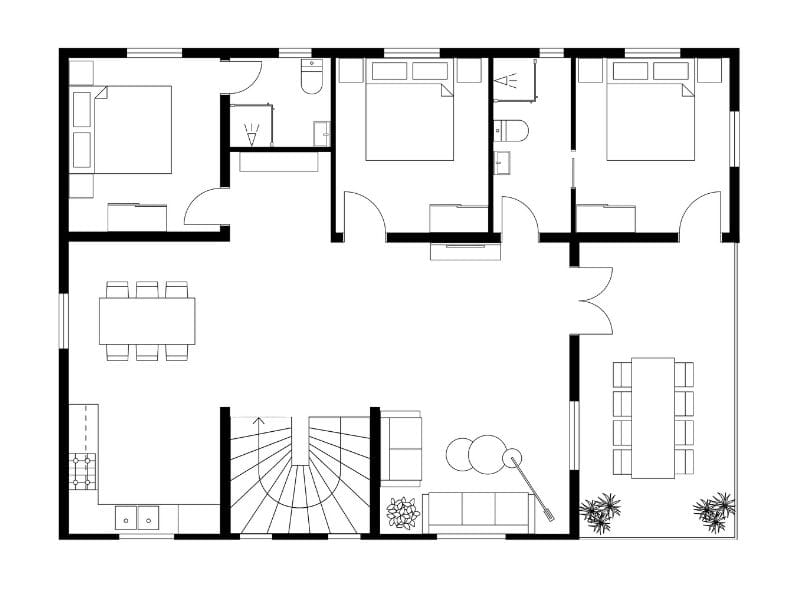 Black and white floor plan
