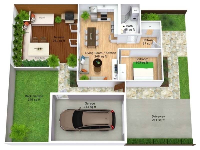 A site plan generated in 3D.
