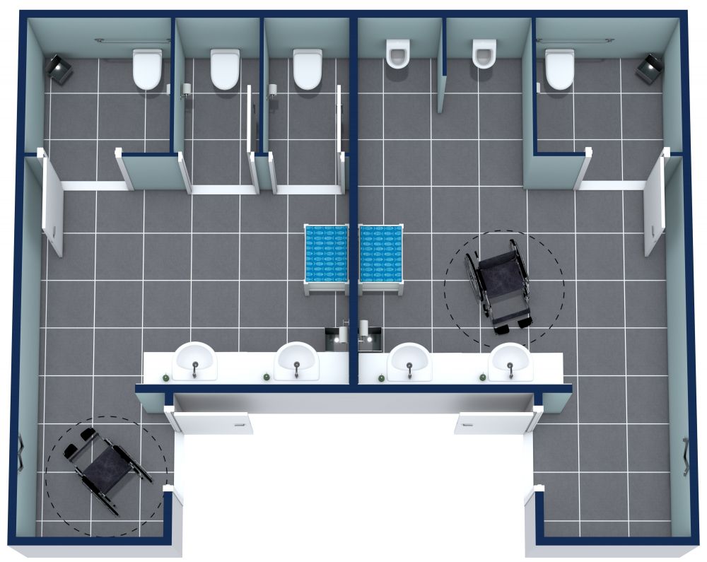 ADA Bathroom Floor Plan 3D
