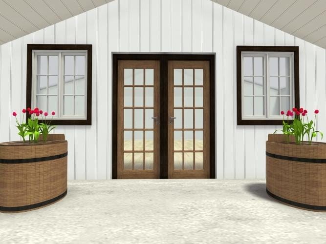 Barndominium with large door and windows