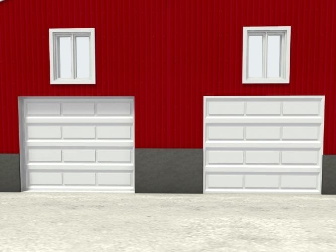 Barndominium with red metal exterior