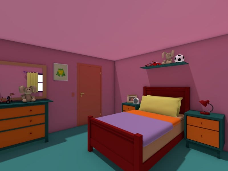 Bart Simpsons bedroom in 3D