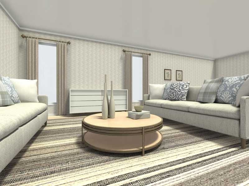 Round coffee table in a decorated room