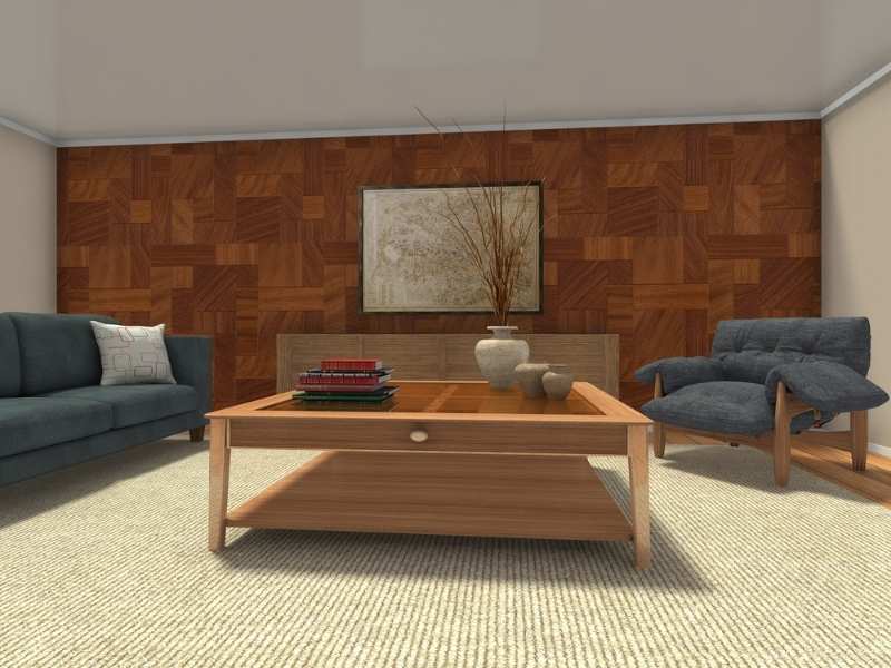 Square coffee table in a decorated room