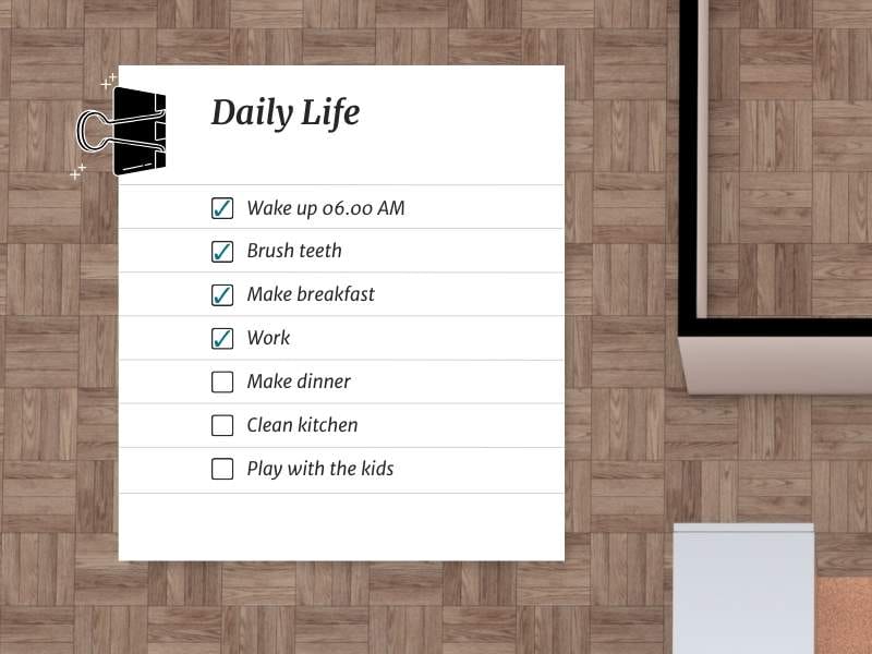 Daily life routine checklist