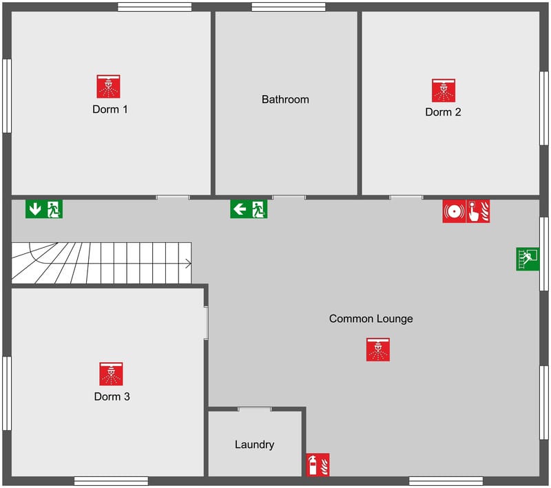 2D Dormitory Evacuation Plan