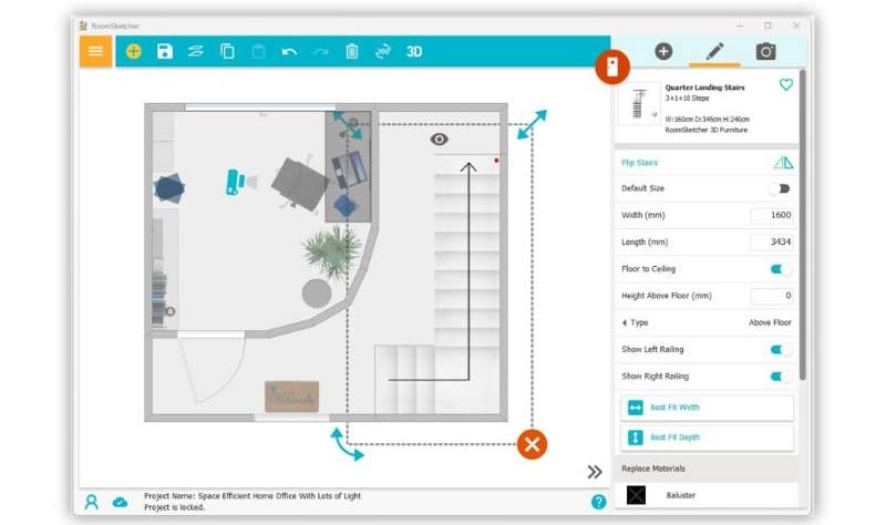 stairs being made in the RoomSketcher app