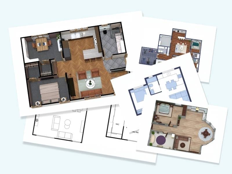 Floor plans on paper
