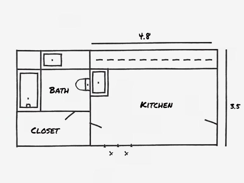 Completed hand drawn floor plan with room names