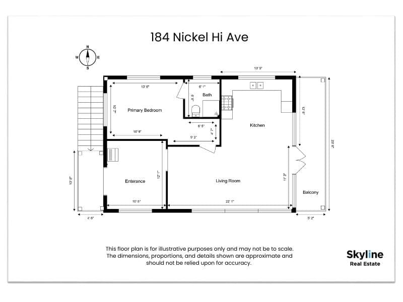 2D floor plan letterhead with address, disclaimer text, and real estate logo.