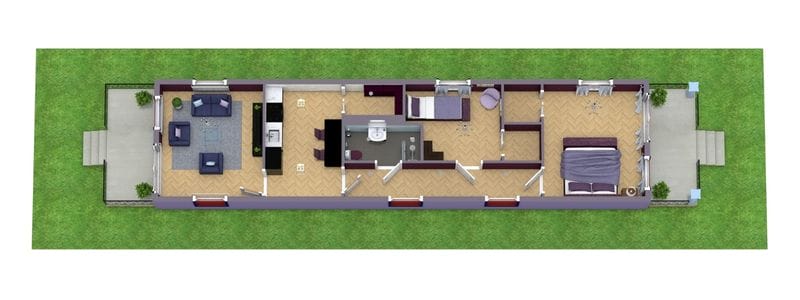 New orleans shotgun house 3D floor plan