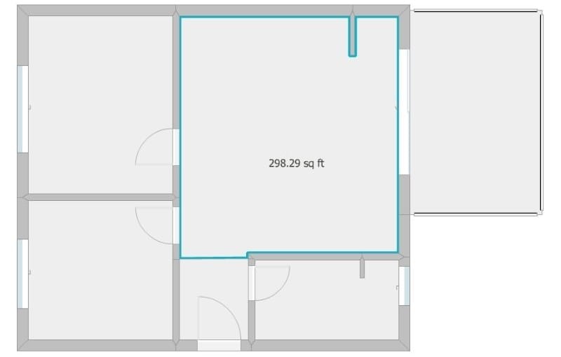 Floor plan showing a single room labeled with an area measurement of 298 square feet.