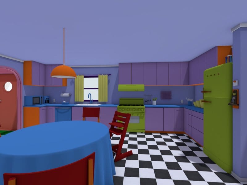 The Simpsons kitchen rendered in 3D