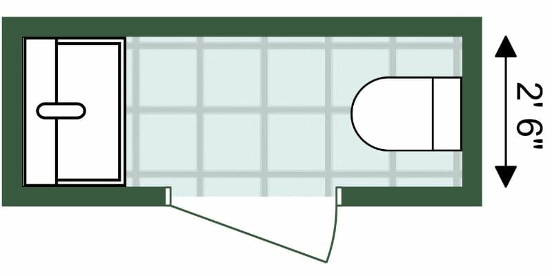 2D floor plan minimum dimensions toilet.