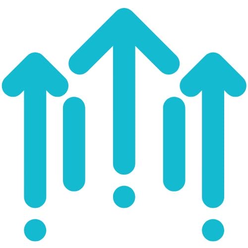 three blue arrows pointing up